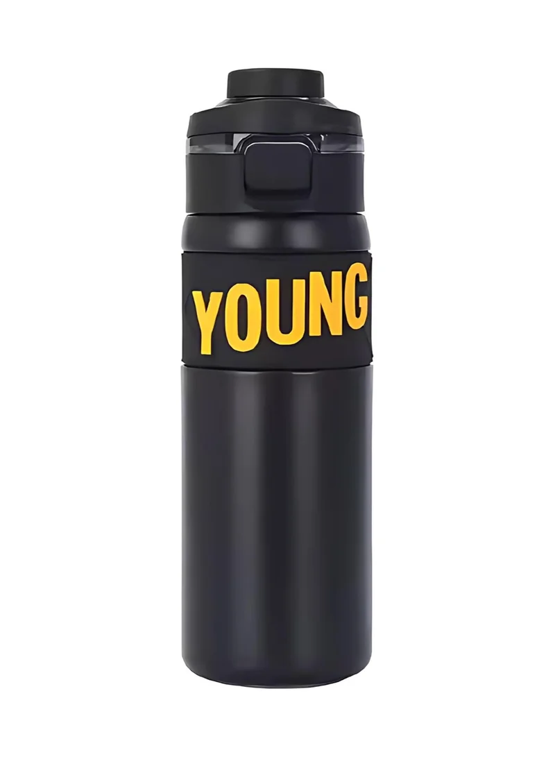 Mobcos 304 Stainless Steel Double Wall Vacuum Insulated Cup with Bounce Lid Straw 650ml Hiking Sports Water Bottle (Black)