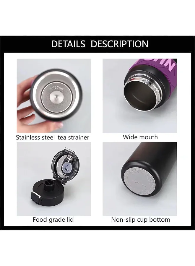 Mobcos black 304 Stainless Steel Double Wall Vacuum Insulated Cup with Bounce Lid Straw 650ml Hiking Sports Water Bottle (Black)  | Best Price UAE