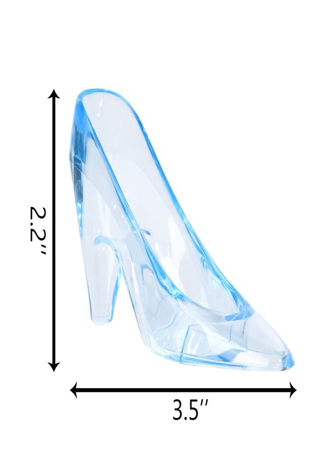 ZYFLSQ 24 Pieces Mini Plastic Cinderella Slippers 3.5 Inch Glass Heels Princess for Wedding Birthday Party Table Favors Decoration (Blue) - Image 2