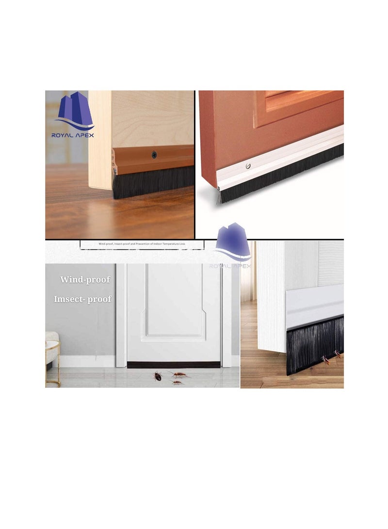 Door Bottom Brush & Rubber Seal with Screw for Exterior/Interior Doors, Insulation Door Seal Sound Proof Under Door Draft Blocker- Keeping Noise Repellent & Dust (90cm, Rubber White) - Image 3