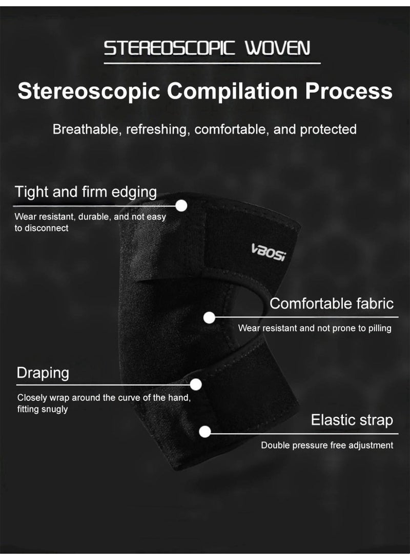 VBOSI 2 Pack Elbow Support Brace, 3D Ergonomic Compression Sleeve with Adjustable Pressure Strap & Breathable Weaving for Joint Pain Relief in Basketball, Gym, Tennis & Cycling (Black) - Image 5