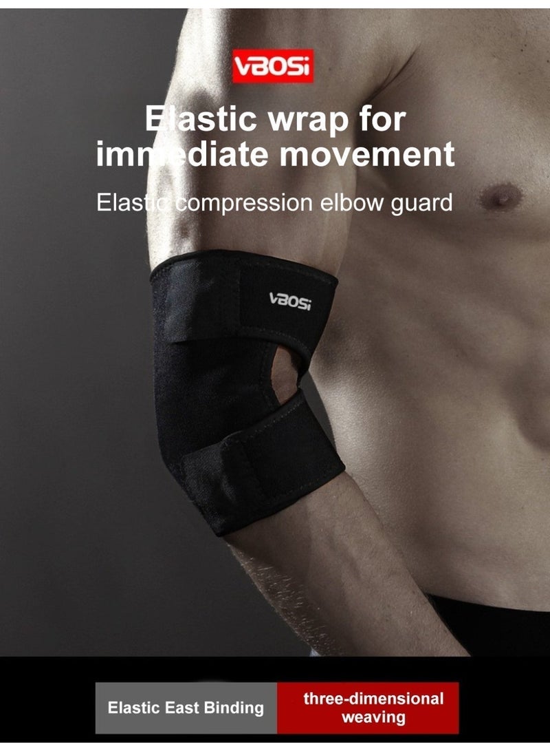 VBOSI 2 Pack Elbow Support Brace, 3D Ergonomic Compression Sleeve with Adjustable Pressure Strap & Breathable Weaving for Joint Pain Relief in Basketball, Gym, Tennis & Cycling (Black) - Image 2