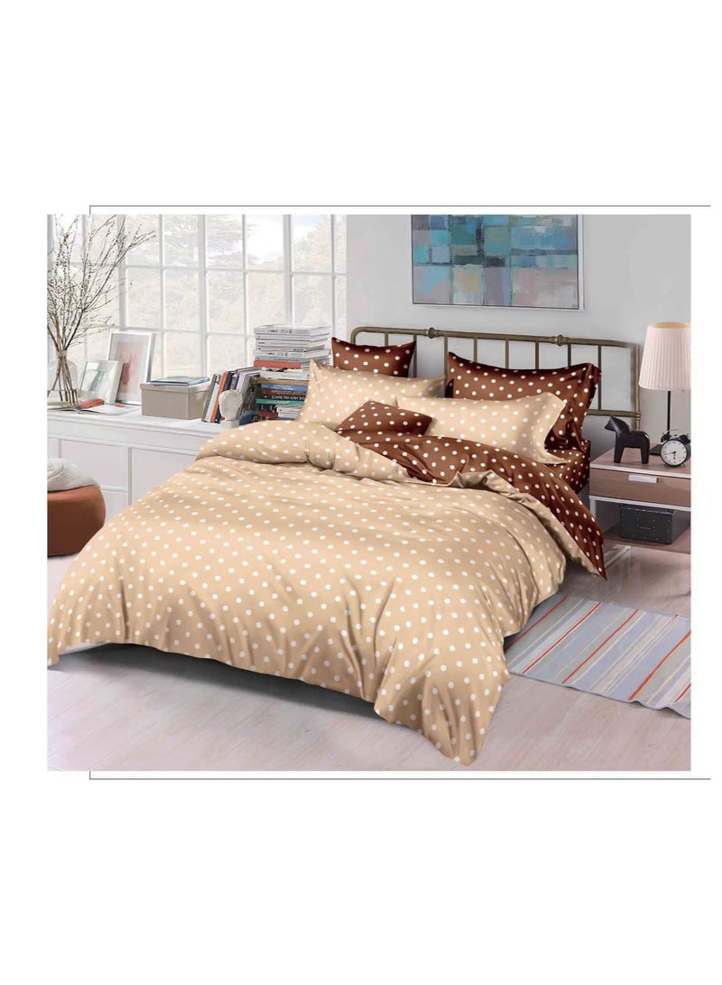 Reversible Polka Dot Bedding Set – Beige & Brown 