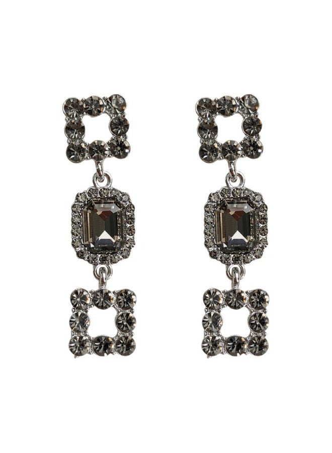 【Heiress】Full-Diamond Square Layered Long Earrings | Luxury Party Earrings - Image 5