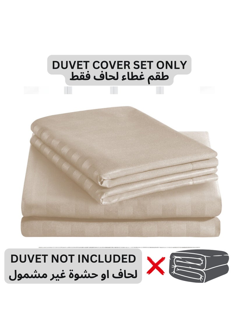 TW Premier Hotel Duvet Cover Single Size Stripe 4 Pcs Set - 1 Duvet Cover 160x220cm (Without Filling), 1 Fitted Sheet 120x200+30cm, 2 Oxford Pillow Cases 48x74+5cm, Super Soft Quilt Cover - Image 3