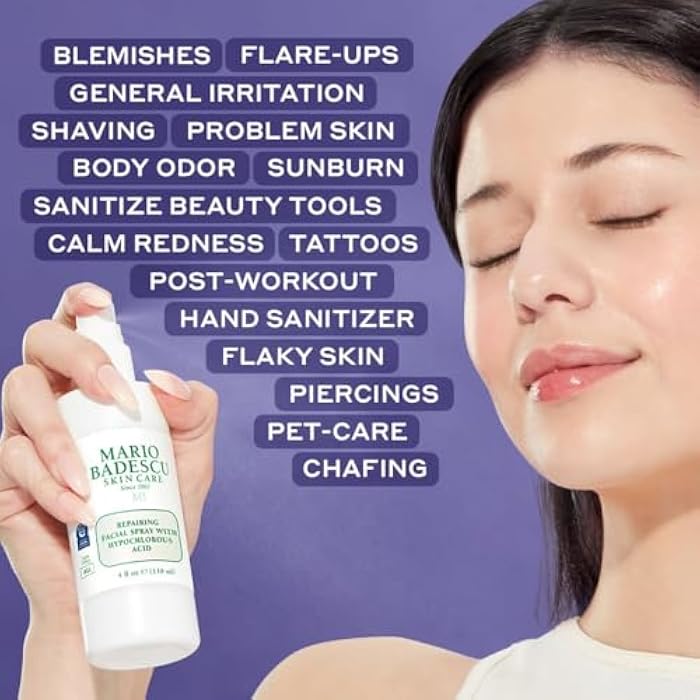 Mario Badescu Repairing HOCl Facial Spray with Hypochlorous Acid – Soothes & Calms Angry, Irritated Skin, Reduce Redness & Flare-Ups – pH Balancing, Non-Irritating Cleanser, Fragrance-Free - Image 5