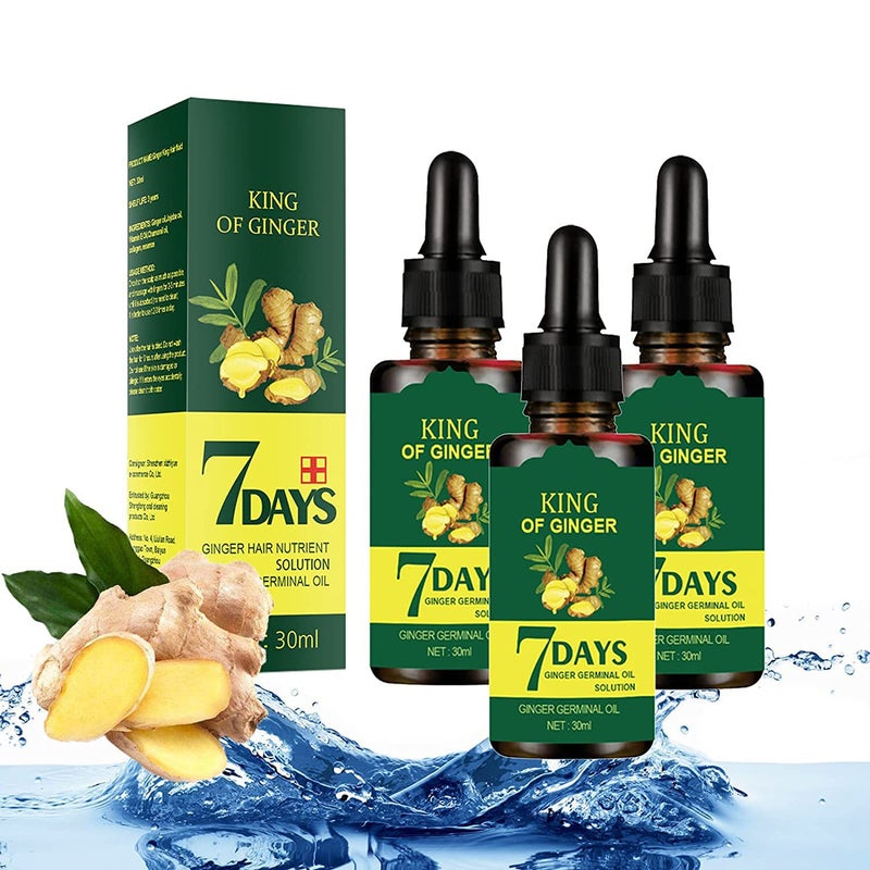 Ginger Hair Growth Germinal Oil Regrow 7 Days Ginger Germinal Serum for Nourishing Hair Roots 30ML 3pcs
