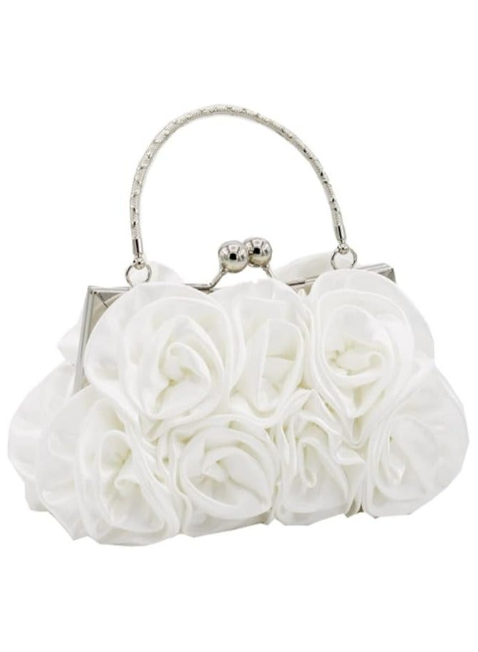Oasisgalore Women Clutch Purse Satin Evening Bag Floral Banquet Bag Petal Clutch Handbag Detachable Chain  - Image 1