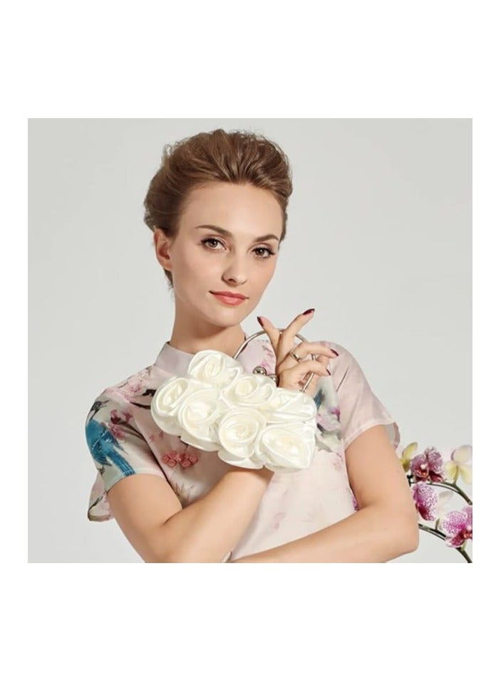 Oasisgalore Women Clutch Purse Satin Evening Bag Floral Banquet Bag Petal Clutch Handbag Detachable Chain  - Image 2