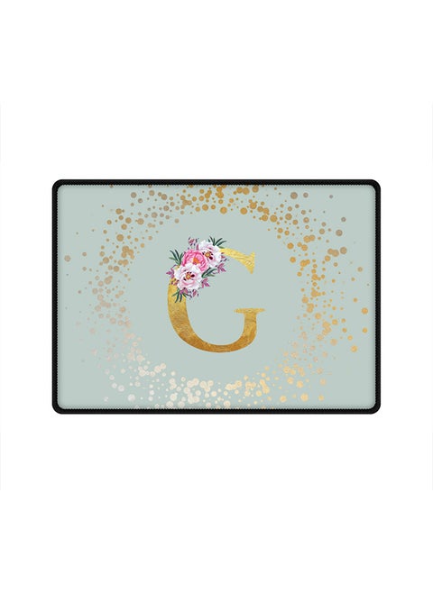Designer Gaming Mouse Pad Anti-Skid Mousepad Large Keyboard Mouse Pad Desk Mat Custom Monogram Initial Letter Floral Pattern Alphabet - G(Light Grey)