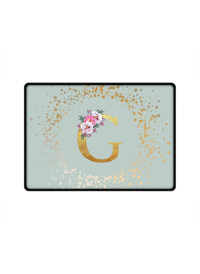 Designer Gaming Mouse Pad Anti-Skid Mousepad Large Keyboard Mouse Pad Desk Mat Custom Monogram Initial Letter Floral Pattern Alphabet - G(Light Grey)