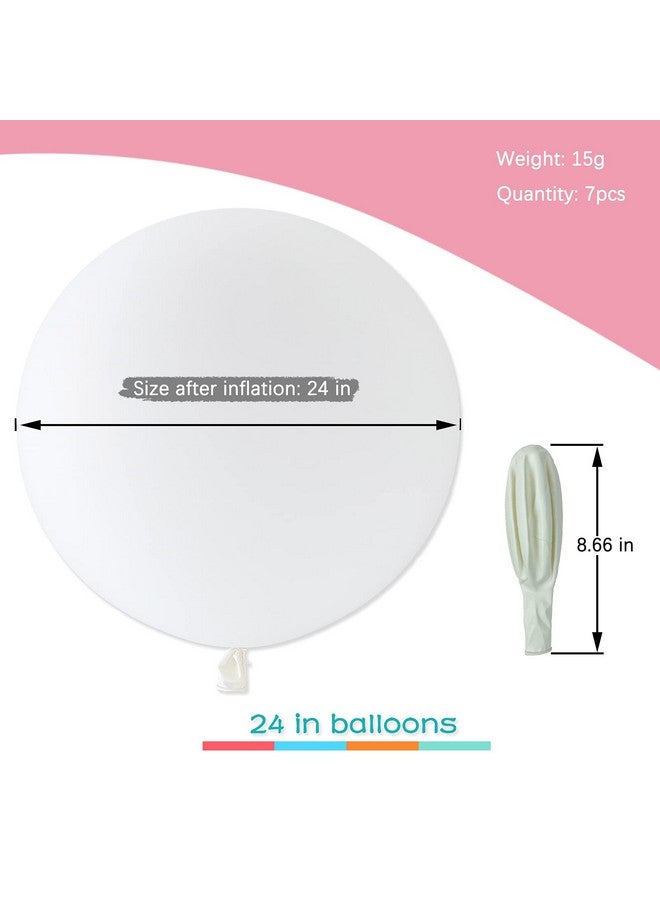 IN-JOOYAA 7Pcs 24 Inch Balloons Giant Round Balloons Large Balloon For Wedding Baby Shower Birthday Decorations (White) - Image 2