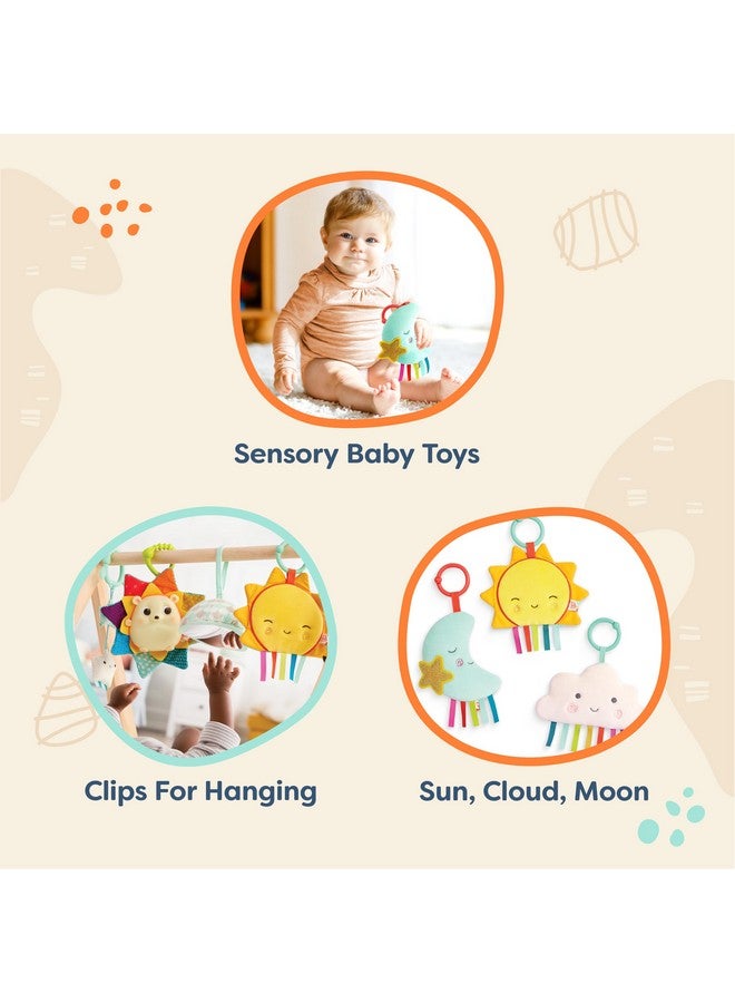 B. Toys B. baby - 3 Sensory Baby Toys - Crinkle Toys For Newborns, Infants - Hanging Toys For Car Seat, Stroller, Crib - Sun, Cloud, Moon - 0 Months + - Crinkly Wonders - Image 2