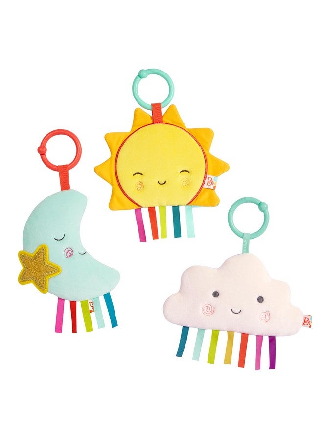 B. Toys B. baby - 3 Sensory Baby Toys - Crinkle Toys For Newborns, Infants - Hanging Toys For Car Seat, Stroller, Crib - Sun, Cloud, Moon - 0 Months + - Crinkly Wonders - Image 1