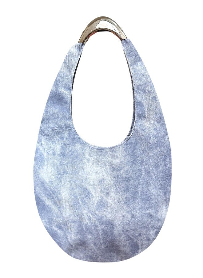 ENBEI Y2K Women's Hobo Tote Bag,Waterproof Stain-Resistant Shoulder Handbag,Easy Clean Top Handle Bag for Work Shopping (Light Blue Tie-Dye) - Image 1
