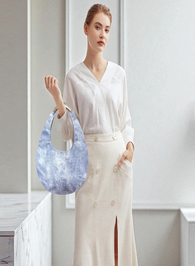 ENBEI Y2K Women's Hobo Tote Bag,Waterproof Stain-Resistant Shoulder Handbag,Easy Clean Top Handle Bag for Work Shopping (Light Blue Tie-Dye) - Image 3