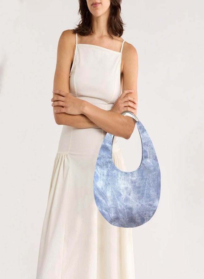 ENBEI Y2K Women's Hobo Tote Bag,Waterproof Stain-Resistant Shoulder Handbag,Easy Clean Top Handle Bag for Work Shopping (Light Blue Tie-Dye) - Image 2