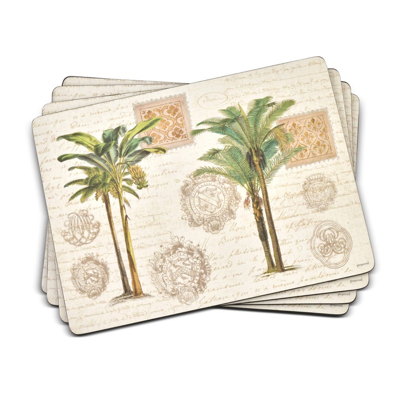 Pimpernel Vintage Palm Study Placemats Set of 4 CorkBacked Table Mats Featuring Tropical Botanical Artwork for Dining Table Protection  Stylish Kitchen Dcor  Heat  Stain Resistant