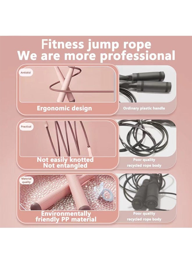 ZHONGOU - Skipping Ropes Fitness Jump Rope Specialized Exercise Simple Fat Loss Racing Rope-Pink - Image 1