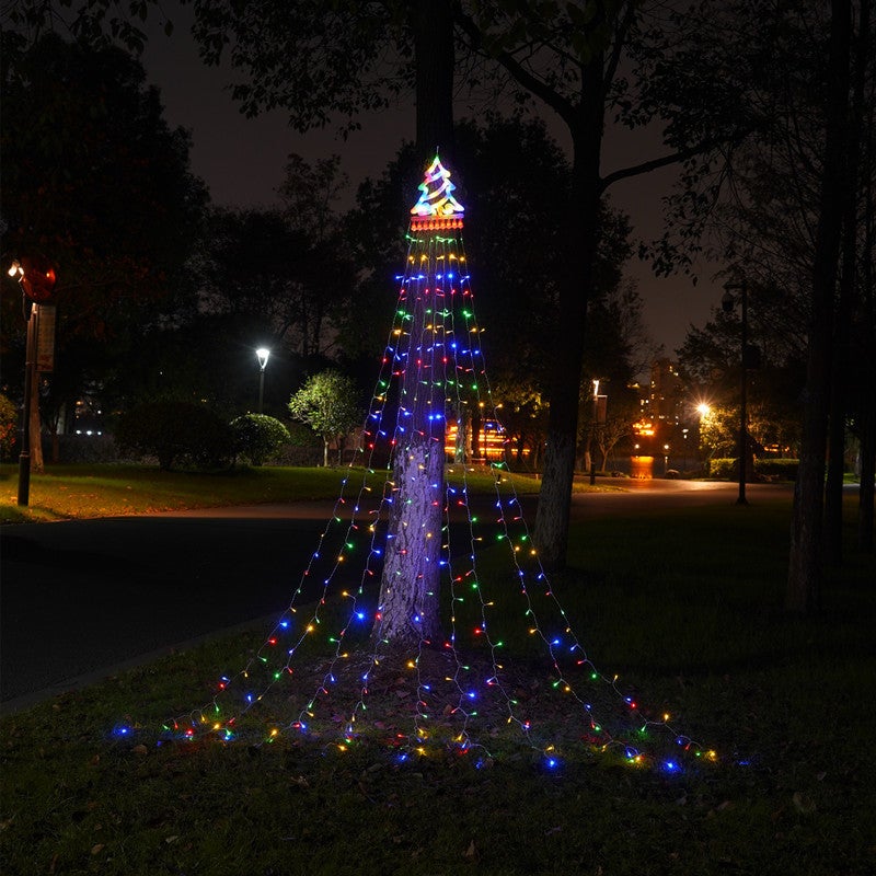 LED five-pointed star  tree waterfall lights 9 trailing meteor waterfall lights outdoor courtyard Holiday  decoration lights - Image 5