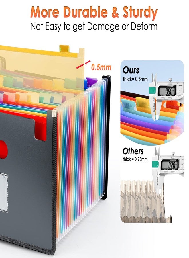 Yoassi Ultra-Large Accordion File Organizer, 24 Pockets Legal File Folder, Colorful Edge-Wrapped Hot-Pressing Expandable Sorter Fit Legal/Letter / A4 Size Papers Documents for Office, Home, Business, Study - Image 5