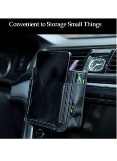 Generic Universal Car Air Vent Leather Storage Bag with Charging Cable Hole and Hook for Organizing Accessories  - Image 4