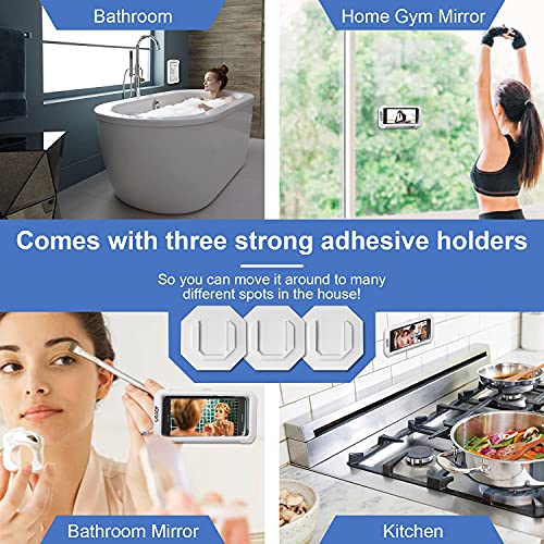 URROY Shower Phone Holder Waterproof, 360° Rotation Shower Phone Case, Anti-Fog High Sensitivity Universal Cover Mount Stand for Bathroom Wall Mirror Bathtub Kitchen, Gift for Men Women - Image 3