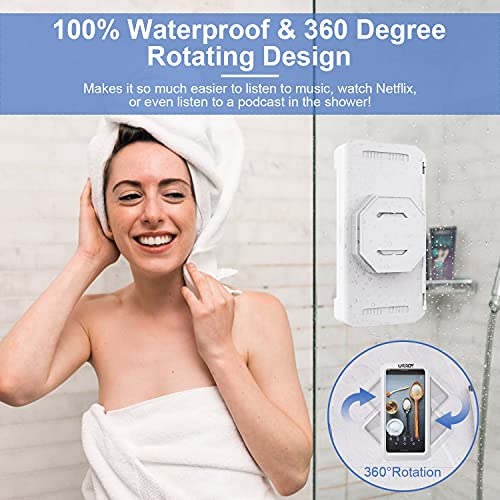 URROY Shower Phone Holder Waterproof, 360° Rotation Shower Phone Case, Anti-Fog High Sensitivity Universal Cover Mount Stand for Bathroom Wall Mirror Bathtub Kitchen, Gift for Men Women - Image 2