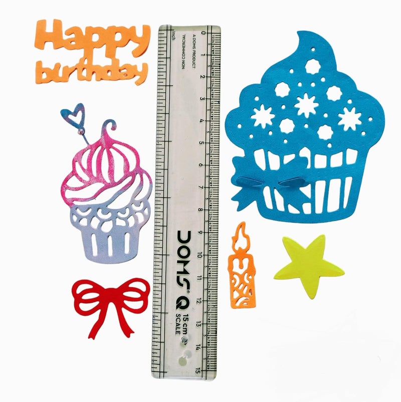 Birthday Party Decorative Cutout, Cupcake Lollipop Lace Border Design, Happy Birthday Card Making for Craft, Art Journal, Scrapbook - Image 4