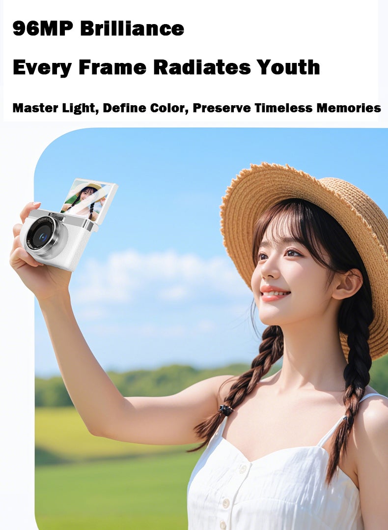 XiuWoo 4K CCD Digital Camera for Student 96MP Compact Digital Photography Camera 8X Digital Zoom 180°Flip Screen Selfile Camera  - Image 4