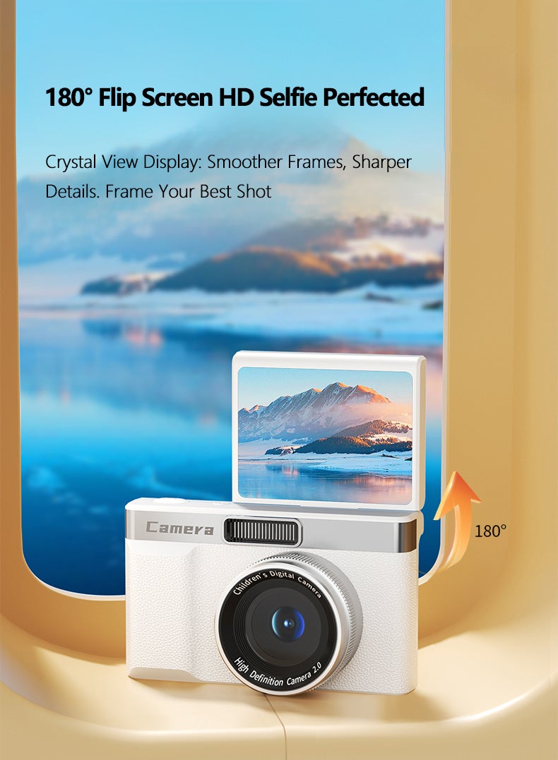 XiuWoo 4K CCD Digital Camera for Student 96MP Compact Digital Photography Camera 8X Digital Zoom 180°Flip Screen Selfile Camera  - Image 3