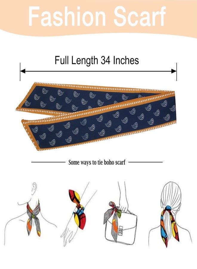 TEBIEKOY 4Pcs Fashion Scarves for Women, Multifunctional Boho Scarves Headbands Satin Scarf for Bag Hair Accessories, Fashion Boho, 34 Inches - Image 2
