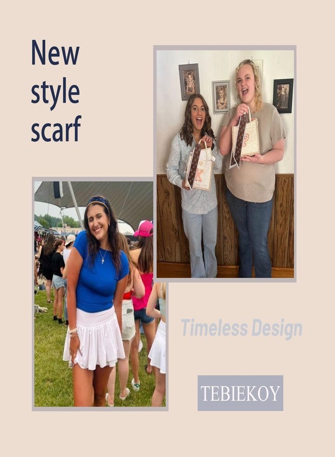 TEBIEKOY 4Pcs Fashion Scarves for Women, Multifunctional Boho Scarves Headbands Satin Scarf for Bag Hair Accessories, Fashion Boho, 34 Inches - Image 3