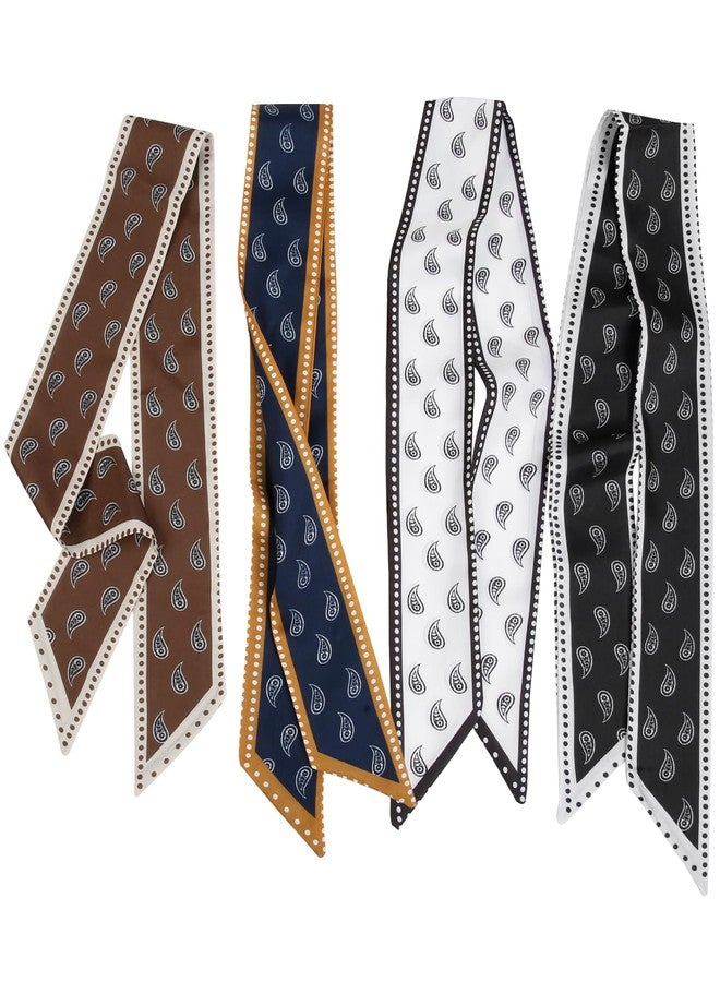 TEBIEKOY 4Pcs Fashion Scarves for Women, Multifunctional Boho Scarves Headbands Satin Scarf for Bag Hair Accessories, Fashion Boho, 34 Inches - Image 1