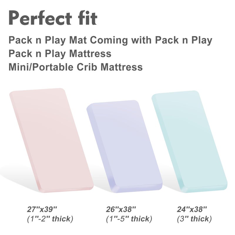 Pro Goleem Muslin Pack n Play Sheets for Boys and Girls, Soft Breathable Cotton Fitted Mini Crib Sheets, Neutral Baby Sheets for Playard Mattress, 2 Pack (Grey＆Green) - Image 5