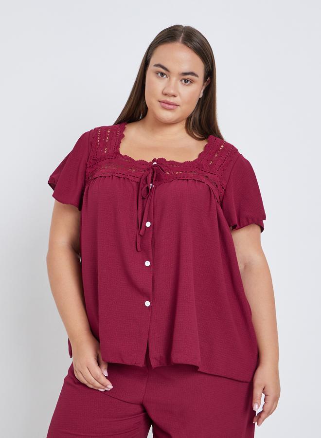 ستايلي طقم من بنطال بيجاما وبلوزة بمقاس كبير - Image 3