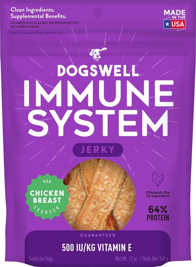 Dogswell Immune System Jerky Dog Treats, Chicken Breast, 12 oz. Pouch - Image 1