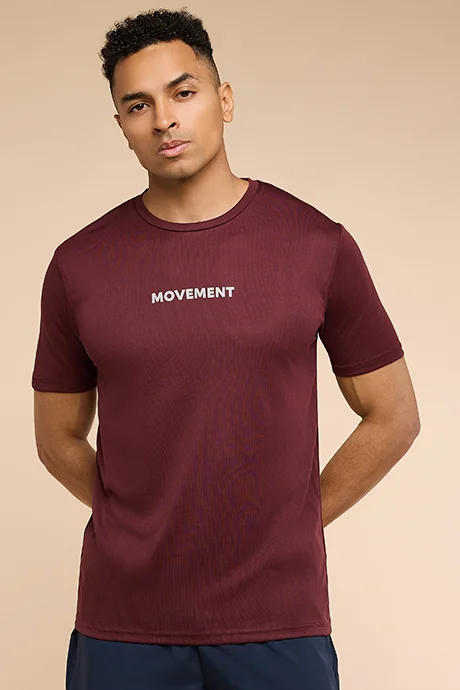 أر أند بي Typography Print Active T-Shirt with Crew Neck and Short Sleeves