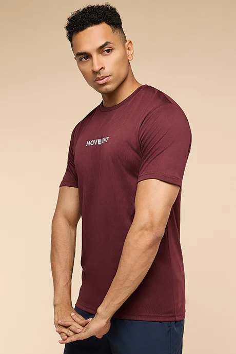 أر أند بي Typography Print Active T-Shirt with Crew Neck and Short Sleeves