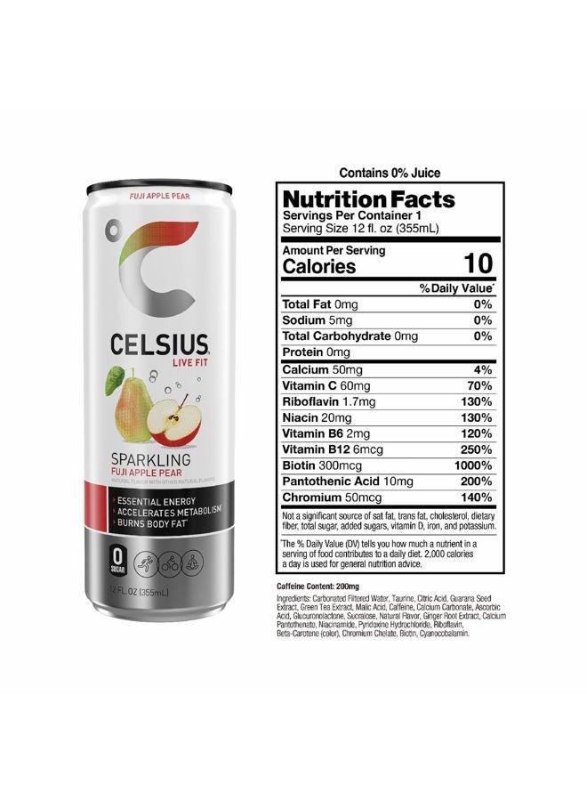 CELSIUS Sparkling Fuji Apple Pear, Functional Essential Energy Drink, 12 Fl Oz - Image 3