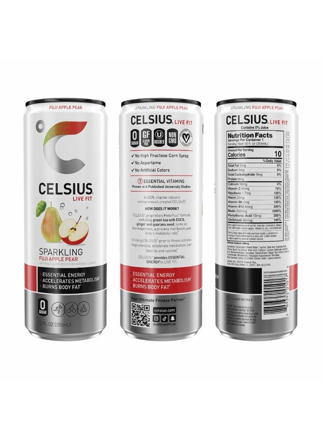 CELSIUS Sparkling Fuji Apple Pear, Functional Essential Energy Drink, 12 Fl Oz - Image 2