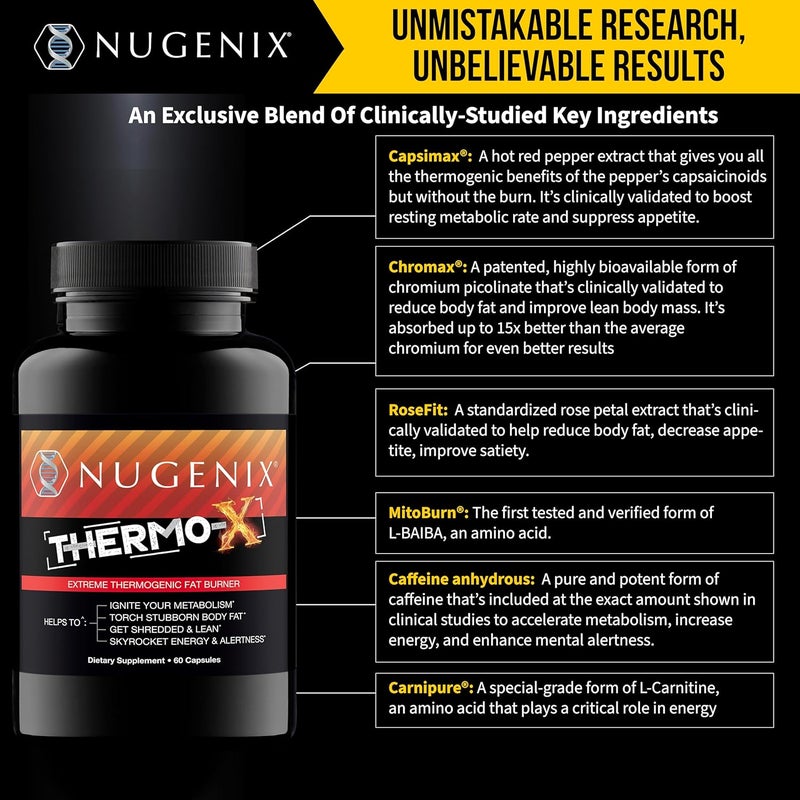 Nugenix ThermoX Thermogenic Fat Burner Supplement for Men Extreme Metabolic Accelerator 60 Count - Image 4