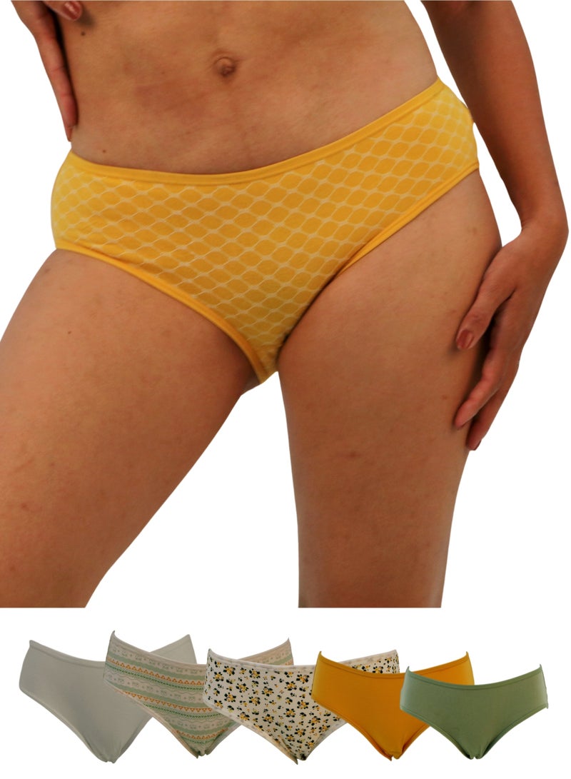 JOANNA JOANNA D096 Women's Geometric Design Mid Rise 6-Pack Panties, Multicolor  - Image 1