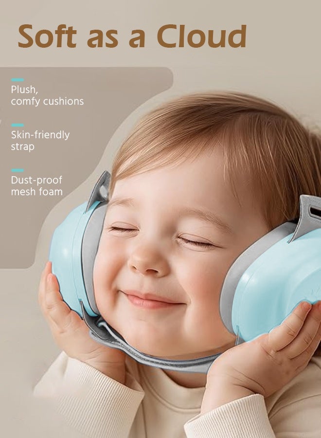 Soft Touch Baby Ear Muffs, Baby Headset, Baby Plane Ear Muffs Noise Protection for Infant and Babies 0- 48 Months, Baby Earplug, 24dB Sound Reduction, Adjustable Ear Muffs for Ear Protection, Hearing Damage & Improves Sleep,Travel (Blue) - Image 4