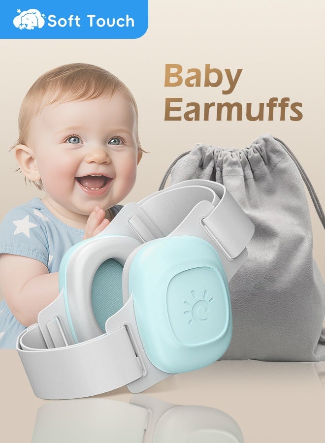 Soft Touch Baby Ear Muffs, Baby Headset, Baby Plane Ear Muffs Noise Protection for Infant and Babies 0- 48 Months, Baby Earplug, 24dB Sound Reduction, Adjustable Ear Muffs for Ear Protection, Hearing Damage & Improves Sleep,Travel (Blue) - Image 1