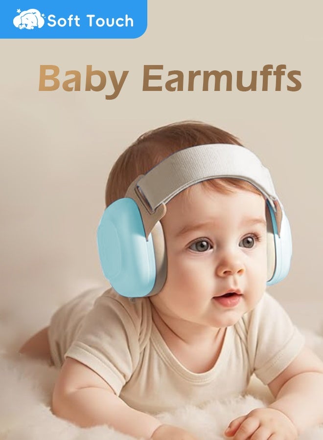 Soft Touch Baby Ear Muffs, Baby Headset, Baby Plane Ear Muffs Noise Protection for Infant and Babies 0- 48 Months, Baby Earplug, 24dB Sound Reduction, Adjustable Ear Muffs for Ear Protection, Hearing Damage & Improves Sleep,Travel (Blue) - Image 2