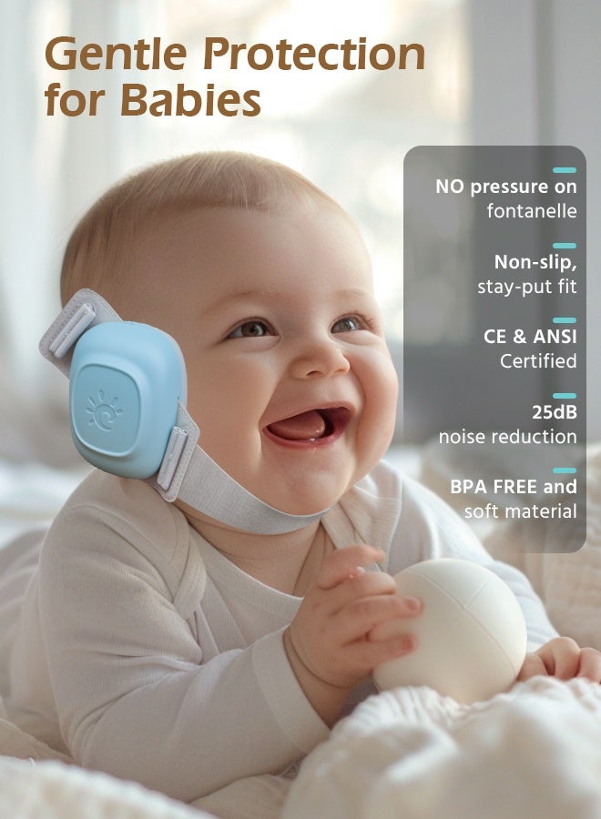 Soft Touch Baby Ear Muffs, Baby Headset, Baby Plane Ear Muffs Noise Protection for Infant and Babies 0- 48 Months, Baby Earplug, 24dB Sound Reduction, Adjustable Ear Muffs for Ear Protection, Hearing Damage & Improves Sleep,Travel (Blue) - Image 3