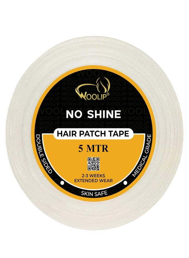 Woolip No Shine Hair Patch Tape for Men | Strong Hold 2-3 Weeks | Waterproof Transparent Wig Tape for Men | Double Sided Cotton Cloth Adhesive | Skin Safe | 1 Inch x 5M - Image 1