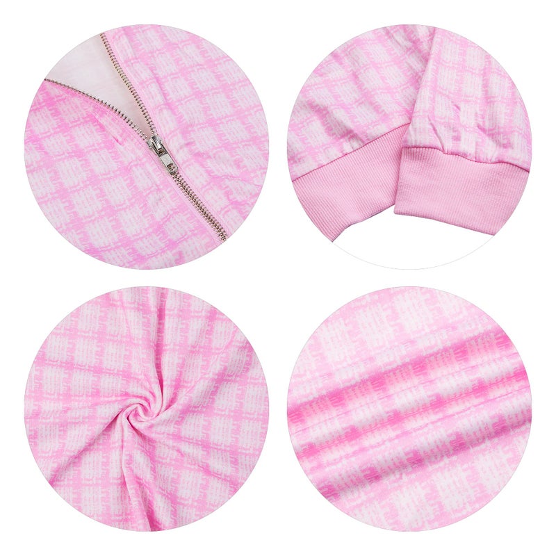 THLAI Women 2 Piece Skirt Set Long Sleeve Jacket Crop Top and Bodycon Mini Skirt Set Pink Party Outfits Birthday Suits - Image 4