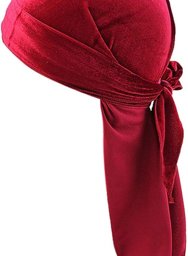 5pcs Mens Velvet Bandana Hat Long-Tail Muslim Headwear Beanie Cap Chemo Hat 